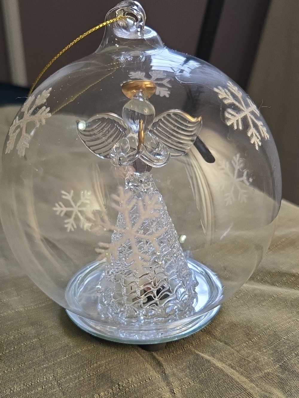 Clear Glass Angel Snowflake Ornament - Holiday Home Decor